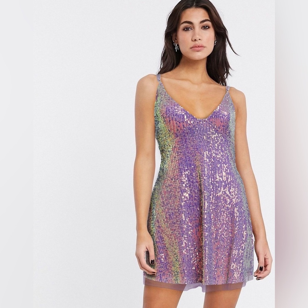 Free People Gold Rush Mini Sequin Dress Lilac